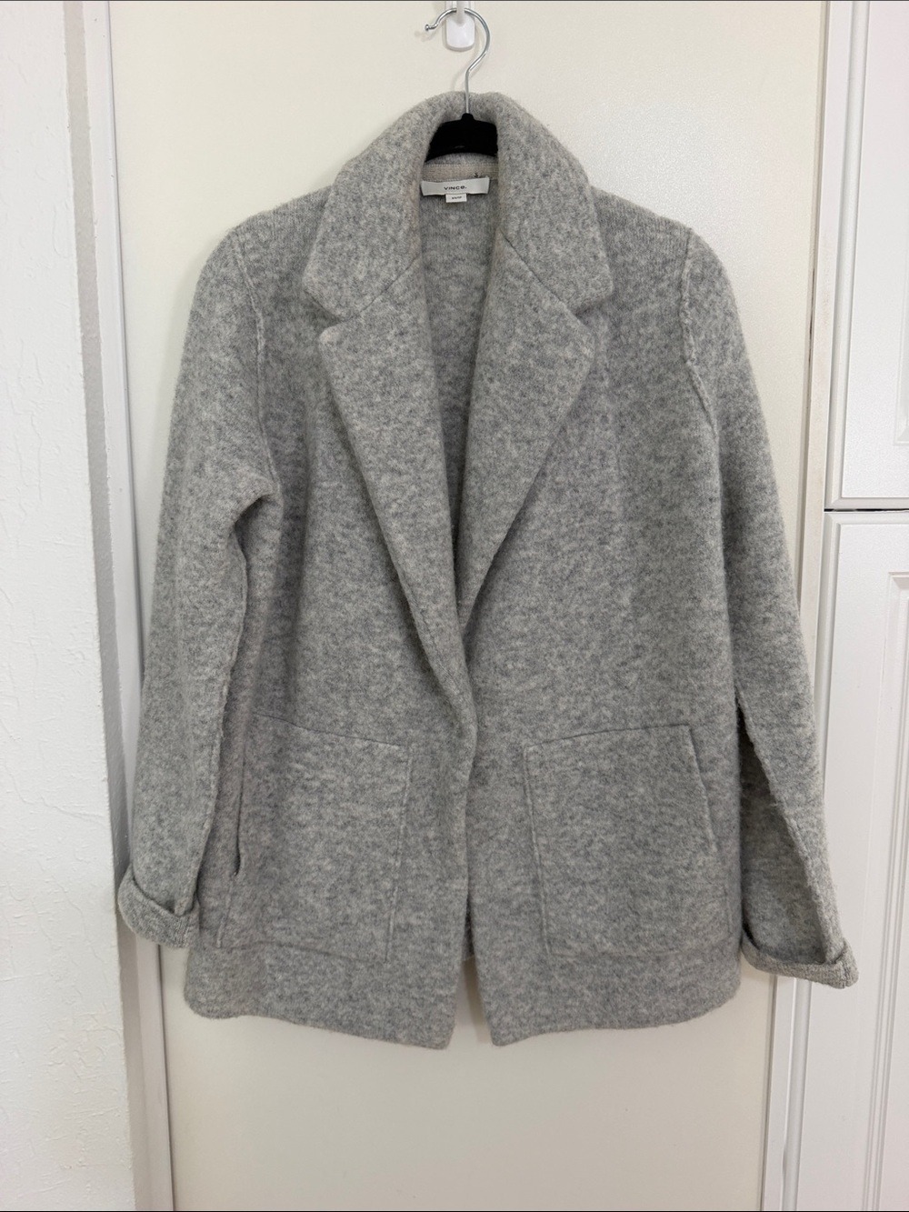 Vince Light Gray Wool-Blend Pea Coat Jacket | XS